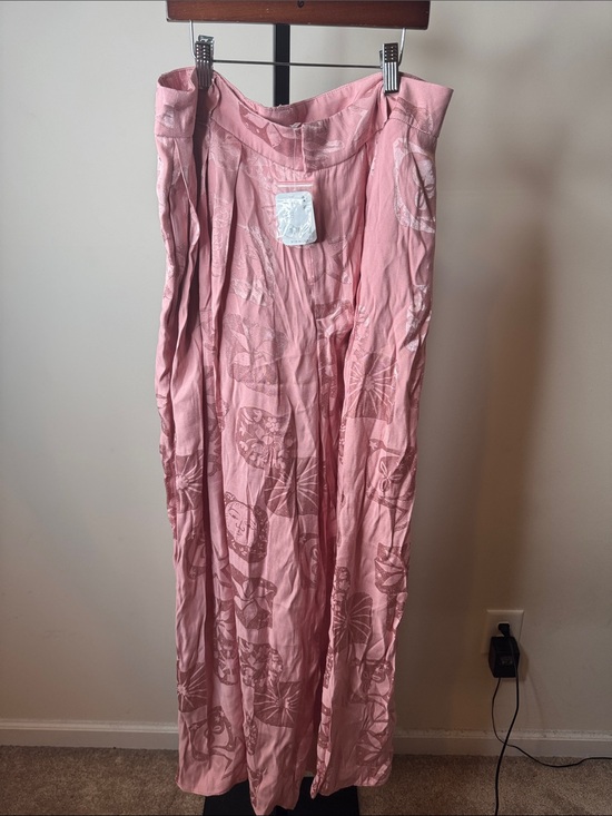 Free People Pants - Free People Pink Wide-Leg Pants with Subtle Floral Print
